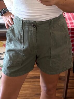 Madewell Women’s 100% Cotton Green Utility Shorts Size 30 Fatigues Camp Military